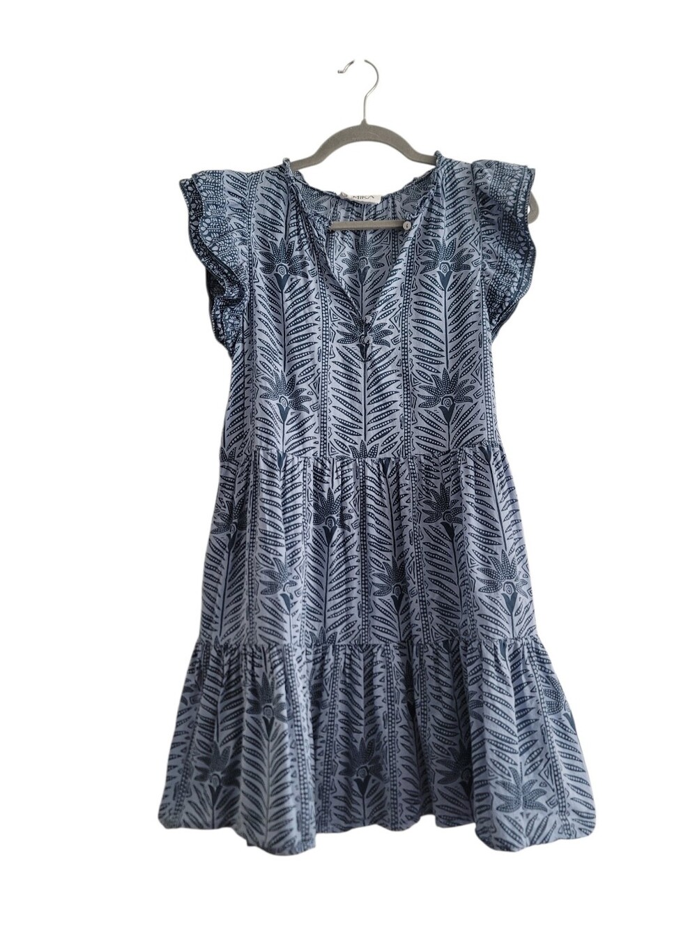 Omika Wilora Mini Dress Indian Cotton Floral Tropical Lightweight Medium Blue